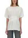Mm6 Maison Margiela Crew-neck Cotton T-shirt Elastic Waistband In White