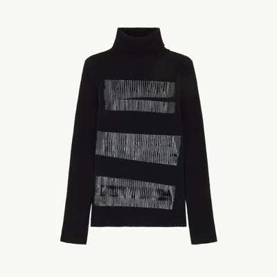 Mm6 Maison Margiela Taped Wool Turtleneck Dress In Black