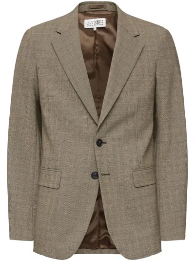 Mm6 Maison Margiela Tartan-pattern Blazer In 褐色