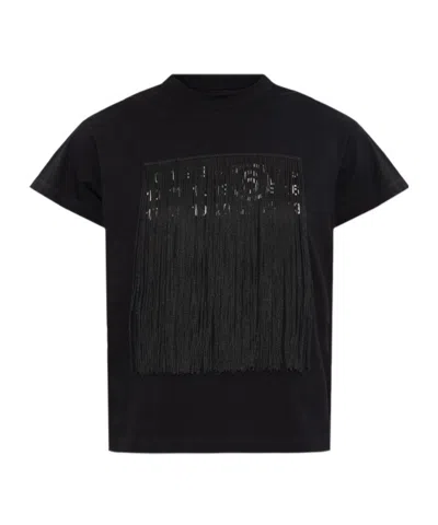 MM6 MAISON MARGIELA MM6 MAISON MARGIELA FRINGE-DETAILED CREWNECK T-SHIRT