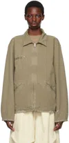 Mm6 Maison Margiela Taupe Canvas Jacket In 706 Green