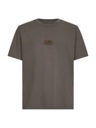 Mm6 Maison Margiela Taupe Jersey Numeric Signature T-shirt