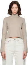 Mm6 Maison Margiela Cropped Beige Sweater With High Turtleneck In Neutral