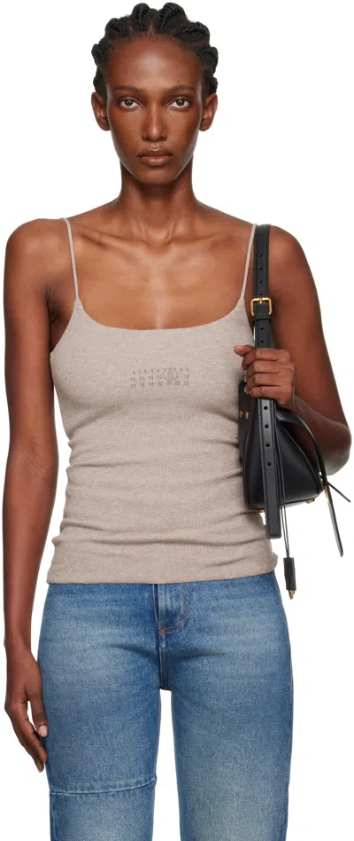 Mm6 Maison Margiela Taupe Lycra Jersey Tank Top In Brown