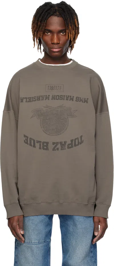 Mm6 Maison Margiela Taupe 'topaz Blue' Sweatshirt In 812 Brown