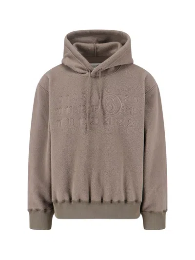 MM6 MAISON MARGIELA TEDDY FABRIC HOODIE WITH EMBROIDERED MM6 LOGO