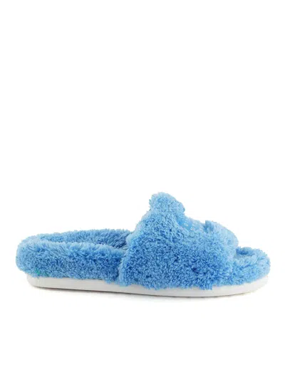 Mm6 Maison Margiela Kids' Terry Sandals With Logo In Blue