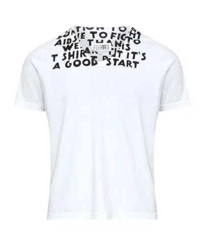 Mm6 Maison Margiela V-neck Sida Jersey In White