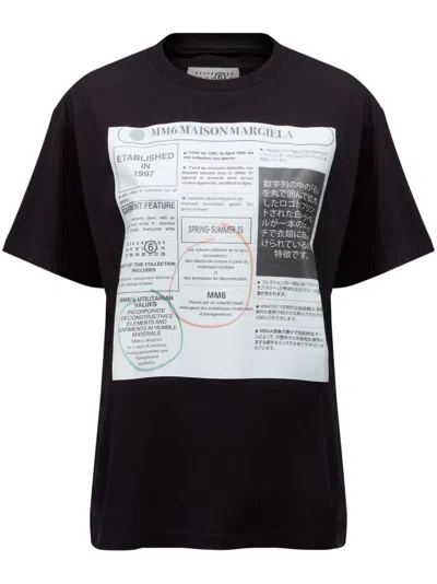 Mm6 Maison Margiela Text-print T-shirt In Schwarz