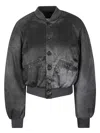 Mm6 Maison Margiela Textured Black Bomber Jacket In Black