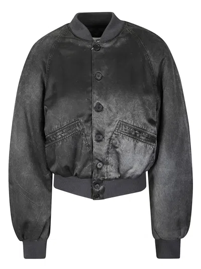 Mm6 Maison Margiela Textured Black Bomber Jacket