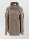 Mm6 Maison Margiela Textured Knit Cardigan High Collar In Brown
