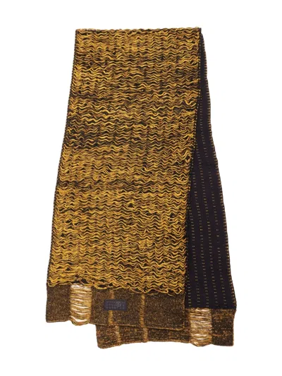 Mm6 Maison Margiela Textured Knit Scarf In Brown