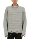 Mm6 Maison Margiela Mm6 By Maison Margiela Textured Knit Turtleneck Sweater With Oversized Silhouette In Gray