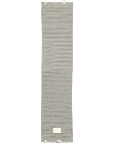 MM6 MAISON MARGIELA TEXTURED KNIT WOOL SCARF WITH FRAYED EDGES