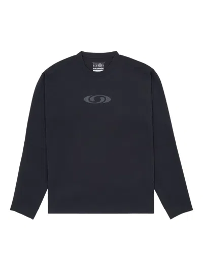 Mm6 Maison Margiela X Salomon Logo Long Sleeve Graphic Mesh T-shirt In Black