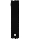 Mm6 Maison Margiela Mm6 By Maison Margiela Textured Ribbed Black Wool Scarf With Fringe In Black