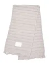 Mm6 Maison Margiela Textured Ribbed Grey Scarf With Branded Patch In White