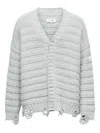 Mm6 Maison Margiela Mm6 By Maison Margiela Textured Ribbed Grey Sweater With Button-down Front In Gray