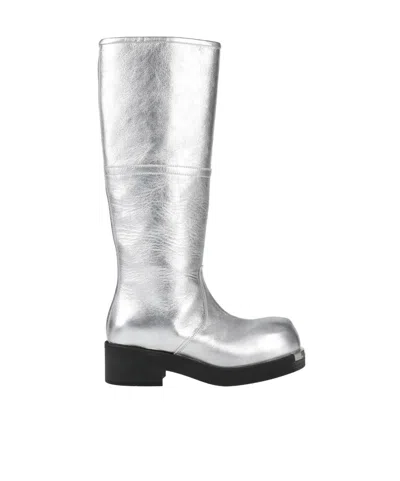 Mm6 Maison Margiela Thick-soled Knee-high Leather Boots In White