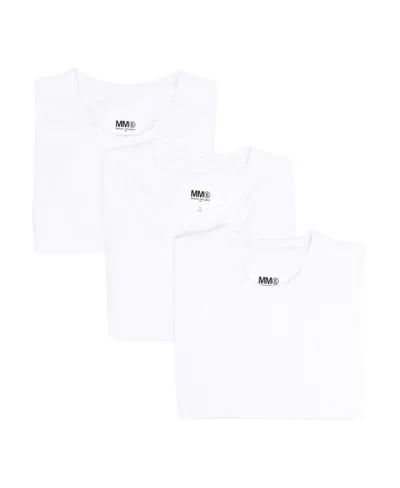 Mm6 Maison Margiela Three-pack Cotton T-shirt In White