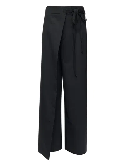 Mm6 Maison Margiela Tie Detail Tailored Trousers In Black