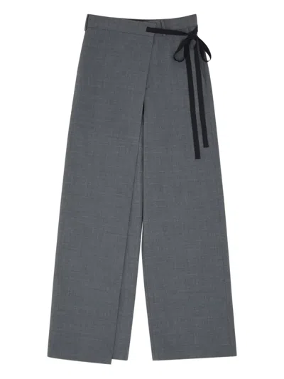 Mm6 Maison Margiela Tie-detail Tailored Trousers In Gray