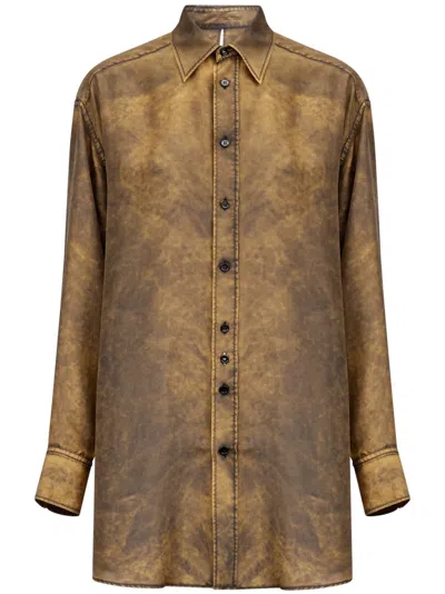 Mm6 Maison Margiela Tie-dye Shirt In Brown