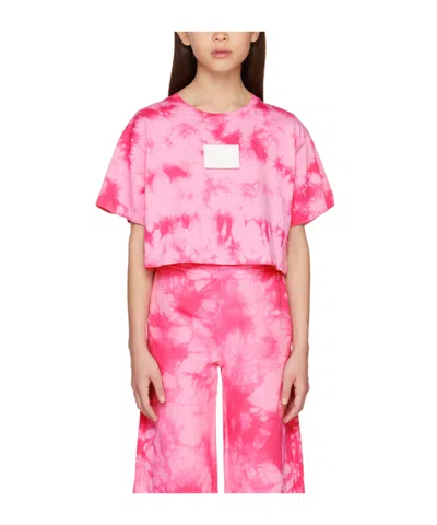 Mm6 Maison Margiela Tie-dyed Round-collar T-shirt In Pink