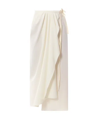Mm6 Maison Margiela Tie-fastened Draped Midi Skirt In White