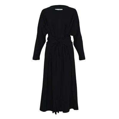 Mm6 Maison Margiela Tie Maxi Dress Lycra Jersey In Black