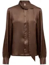 Mm6 Maison Margiela Tie-neck Satin Shirt In 褐色