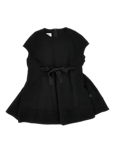Mm6 Maison Margiela Kids' Tie-waist Skater Dress In Black
