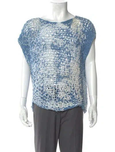 Pre-owned Mm6 Maison Margiela Tie-dye Print Crew Neck Sweater Vest In Blue