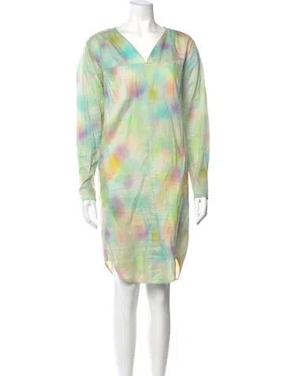 Pre-owned Mm6 Maison Margiela Tie-dye Print Knee-length Dress In Green