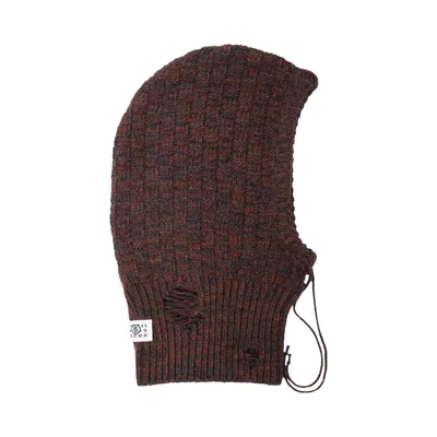 Pre-owned Mm6 Maison Margiela Tile Knit Hood 'brown' | Men's Size L