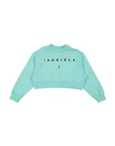 Mm6 Maison Margiela Babies'  Toddler Girl Sweatshirt Turquoise Size 6 Cotton, Elastane In Blue