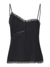 Mm6 Maison Margiela Lace-trimmed Asymmetric Silk Top In Black