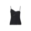 Mm6 Maison Margiela Lace-trimmed Asymmetric Silk Top