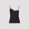 Mm6 Maison Margiela Lace-trimmed Asymmetric Silk Top In Black