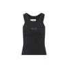 Mm6 Maison Margiela Numeric Logo Patch Stretch Cotton Tank In Black
