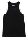 Mm6 Maison Margiela Sleeveless Ribbed Cotton Logo Dress In Black
