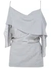 Mm6 Maison Margiela Draped Asymmetric Textured Top Spaghetti Straps In Gray