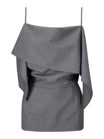 Mm6 Maison Margiela Draped Tank Top Dark Grey Melange In Blue