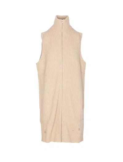Mm6 Maison Margiela High-neck Zip-front Top In Neutral