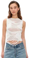 Mm6 Maison Margiela Mm6 By Maison Margiela Layered Distressed Fabric Sleeveless Top In Off White