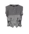 Mm6 Maison Margiela Mm6 By Maison Margiela Satin-finish Grey Gilet With Structured Belt In Gray