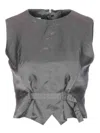 Mm6 Maison Margiela Mm6 By Maison Margiela Satin-finish Grey Gilet With Structured Belt In Gray