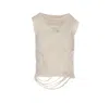 Mm6 Maison Margiela Sleeveless Lightweight Distressed Open Back Top In White