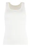 Mm6 Maison Margiela Mm6 By Maison Margiela Sleeveless Ribbed Cotton Tank Top With Crew Neck In White